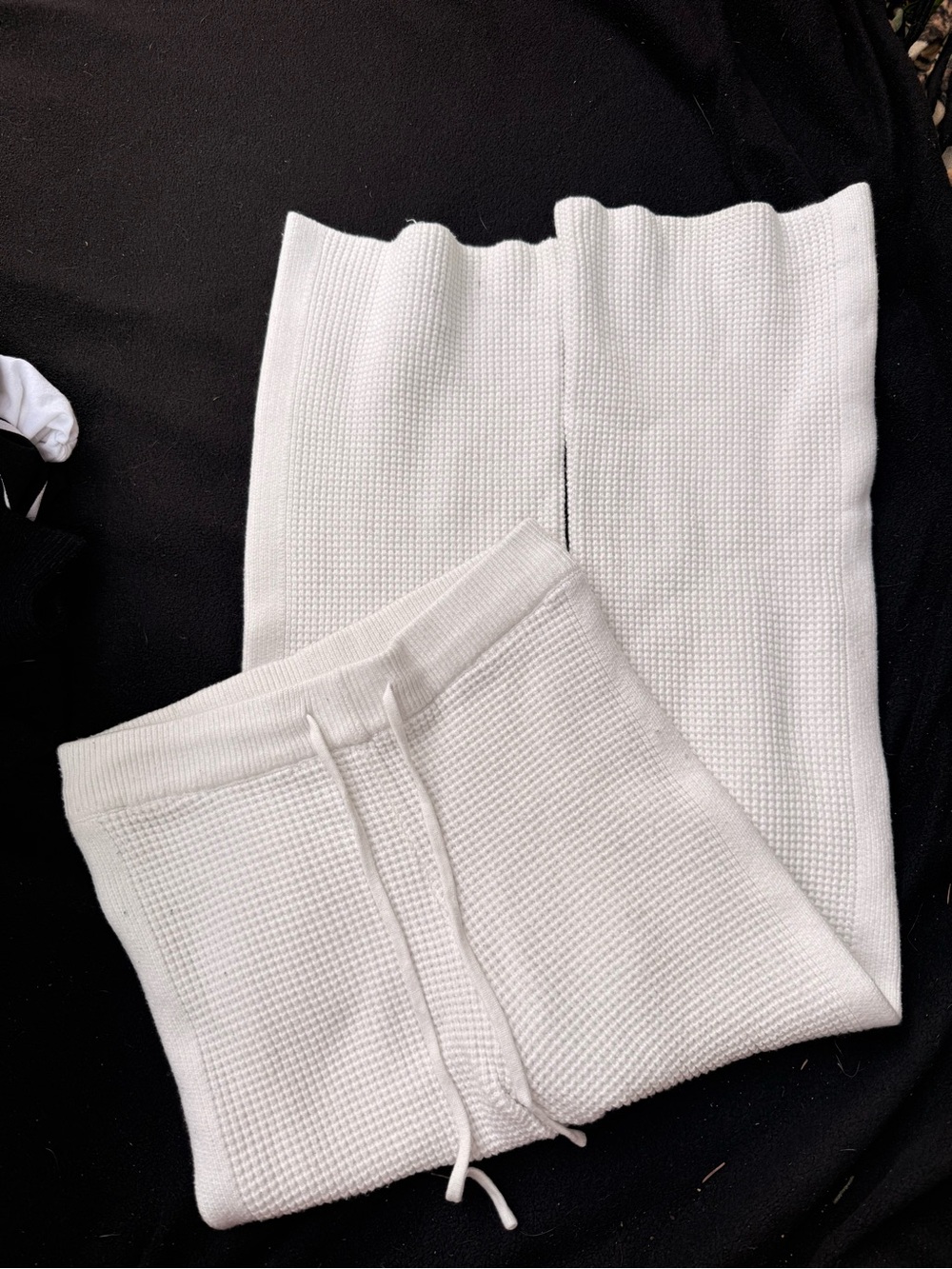 Men's White Thermal Knit Drawstring Pants